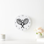 Minimalistisch zwart-wit elegant klassiek tennis ronde klok (Huis)