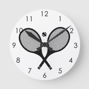 Minimalistisch zwart-wit elegant klassiek tennis ronde klok