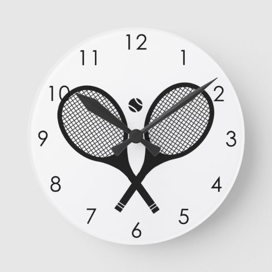 Minimalistisch zwart-wit elegant klassiek tennis ronde klok (Voorkant)