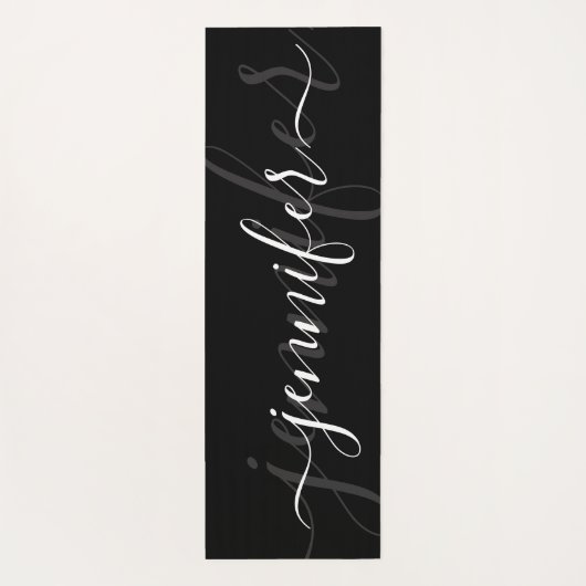 Minimalistisch Zwart Wit Elegant Naam Script Yogamat (Achterkant)
