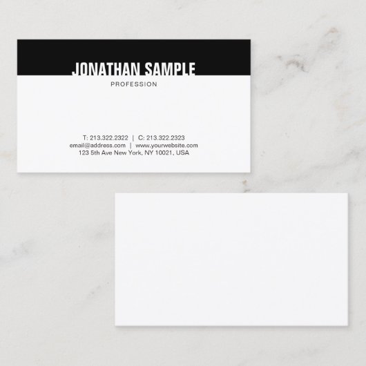 Minimalistisch zwart-wit elegant trendy visitekaartje (Voorkant / Achterkant)