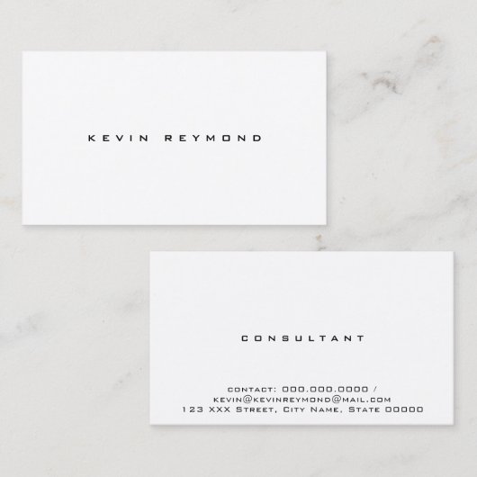 Minimalistisch zwart-wit elegant visitekaartje (Voorkant / Achterkant)