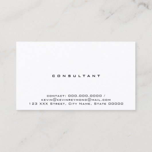 Minimalistisch zwart-wit elegant visitekaartje (Achterkant)