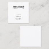 Minimalistisch zwart-wit elegant zwart-wit zwart-w vierkante visitekaartje (Voorkant / Achterkant)