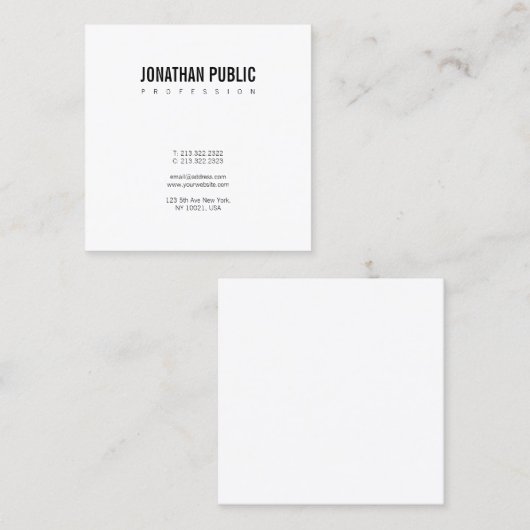Minimalistisch zwart-wit elegant zwart-wit zwart-w vierkante visitekaartje (Voorkant / Achterkant)