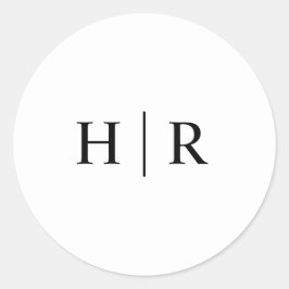 Minimalistisch zwart wit elegante klassieke monogr ronde sticker