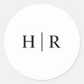 Minimalistisch zwart wit elegante klassieke monogr ronde sticker (Voorkant)