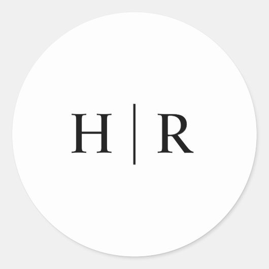 Minimalistisch zwart wit elegante klassieke monogr ronde sticker (Voorkant)