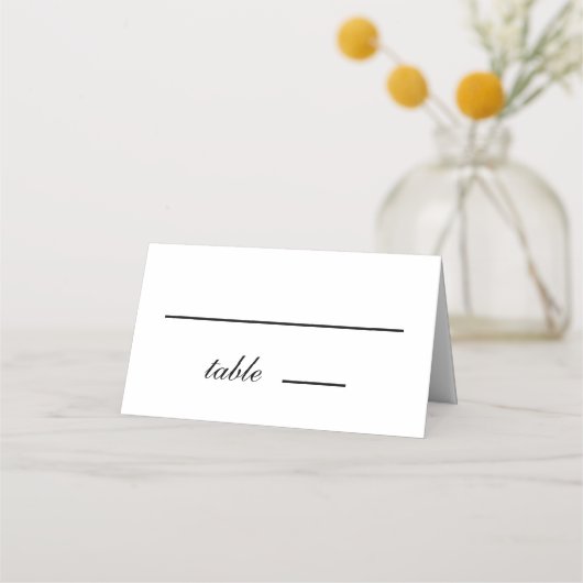 Minimalistisch zwart-wit en eenvoudig script bruil plaatskaartje (Voorkant)