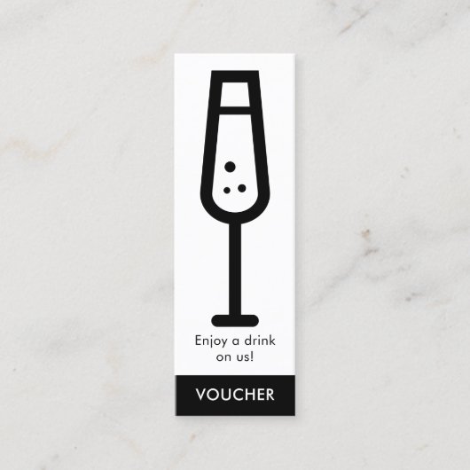 Minimalistisch Zwart Wit Evenement Gratis Drink Vo Mini Visitekaartje (Voorkant)