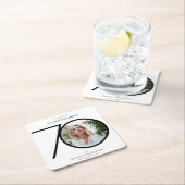 Minimalistisch zwart wit foto 70e verjaardagsfeest kartonnen onderzetters (Insitu)