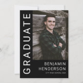 Minimalistisch zwart-wit foto Afstuderen Aankondiging (Voorkant)