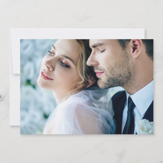 Minimalistisch zwart wit foto bruiloft dank u kaart (Achterkant)