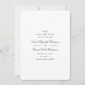 Minimalistisch zwart-wit foto Klassiek Schrift Save The Date (Voorkant)