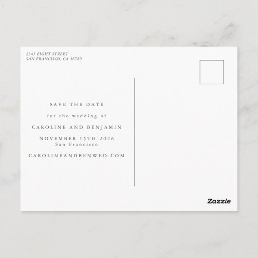 Minimalistisch zwart-wit foto Opslaan datum Briefkaart (Achterkant)