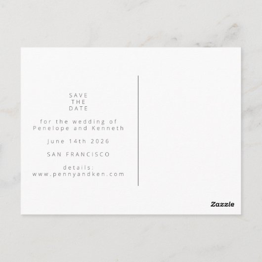 Minimalistisch zwart-wit foto Opslaan datum Briefkaart (Achterkant)