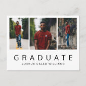 Minimalistisch zwart-wit fotocollage Afstuderen Aankondigingskaart (Voorkant)