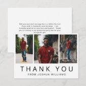 Minimalistisch zwart-wit fotocollage Afstuderen Bedankkaart (Voorkant / Achterkant)