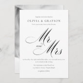 Minimalistisch zwart-wit fotohuwelijk kaart (Voorkant / Achterkant)