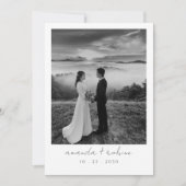 Minimalistisch zwart-wit fotohuwelijk kaart (Voorkant)