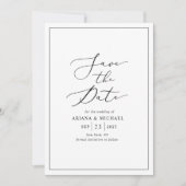 Minimalistisch zwart-wit fotohuwelijk sparen de da kaart (Voorkant)