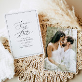 Minimalistisch zwart-wit fotohuwelijk sparen de da kaart