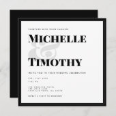 Minimalistisch zwart-wit gebold Typografie Weddens Kaart (Voorkant / Achterkant)