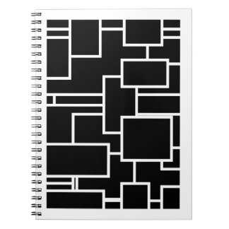 Minimalistisch zwart-wit geometrisch blokpatroon notitieboek