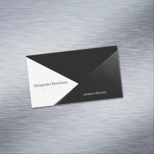 Minimalistisch zwart-wit geometrisch ontwerp magnetisch visitekaartje