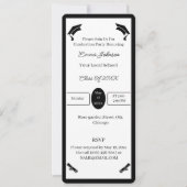 Minimalistisch zwart-wit gepersonaliseerd Afstuder Kaart (Voorkant)