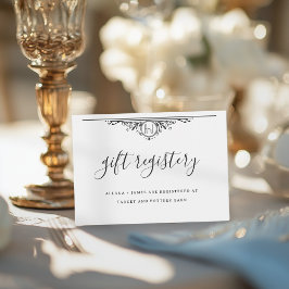 Minimalistisch zwart-wit geschenkregister informatiekaartje