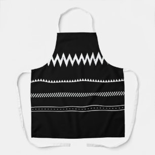 Minimalistisch zwart-wit gestreept Schort – Unisex