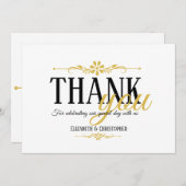 Minimalistisch zwart wit goud bruiloft bedankje bedankkaart (Voorkant / Achterkant)