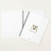 Minimalistisch Zwart Wit Goud Monogram Naam Modern Planner (Display)