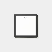 Minimalistisch zwart-wit grensmonogram post-it® notes (Voorkant)