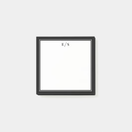 Minimalistisch zwart-wit grensmonogram post-it® notes