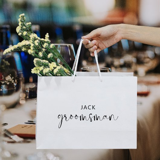 Minimalistisch zwart-wit groomsman groot cadeauzakje