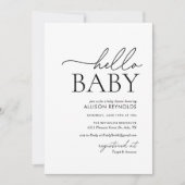 Minimalistisch zwart-wit Hallo Baby shower Kaart (Voorkant)