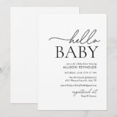 Minimalistisch zwart-wit Hallo Baby shower Kaart (Voorkant / Achterkant)