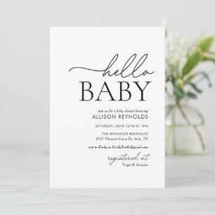 Minimalistisch zwart-wit Hallo Baby shower Kaart