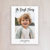 Minimalistisch zwart-wit handgeschreven script feestdagenkaart