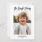 Minimalistisch zwart-wit handgeschreven script feestdagenkaart (Voorkant)