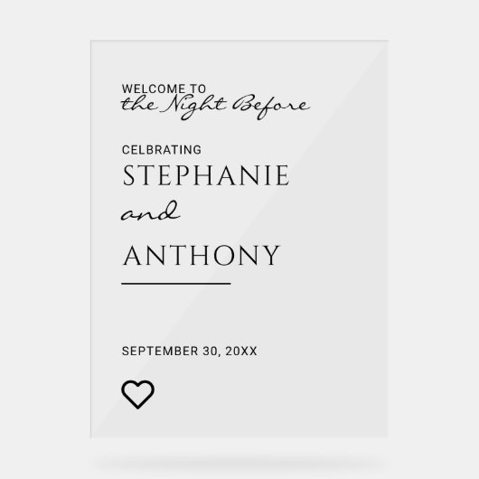 Minimalistisch zwart-wit hart Moderne repetitie Acryl Bord (Voorkant)