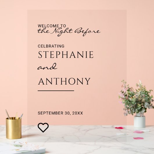 Minimalistisch zwart-wit hart Moderne repetitie Acryl Bord (Huwelijk)