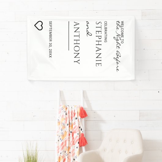 Minimalistisch zwart-wit hart Moderne repetitie Spandoek (Insitu)