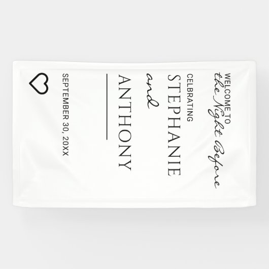 Minimalistisch zwart-wit hart Moderne repetitie Spandoek (Horizontaal)