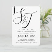 Minimalistisch zwart-wit hart monogrammen kaart (Staand voorkant)