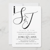 Minimalistisch zwart-wit hart monogrammen kaart (Voorkant)