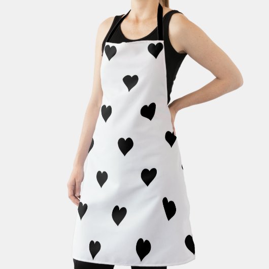 Minimalistisch zwart-wit hart romantisch cadeau schort (Insitu)