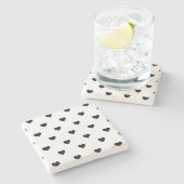 Minimalistisch zwart-wit hart romantisch stenen onderzetter (Zijkant)